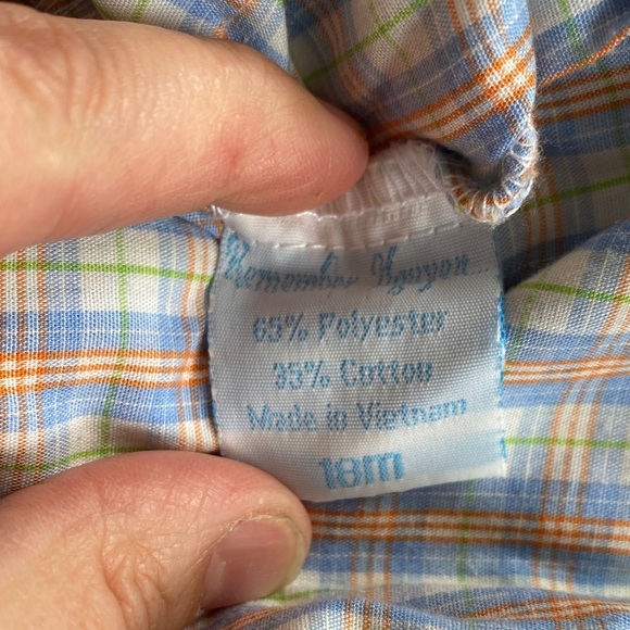 Plaid with monogram H, Remember Nguyen button one piece, size 18 months. - Picture 7 of 9